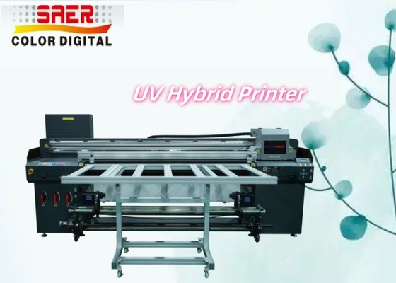 เครื่องพิมพ์ยูวีไฮบริด Flatbed And Roll สําหรับวัสดุต่าง ๆ กระดาษ Kt, PVC, ฟิล์มอ่อน, เครื่องพิมพ์ยูวีไฮบริดหนัง