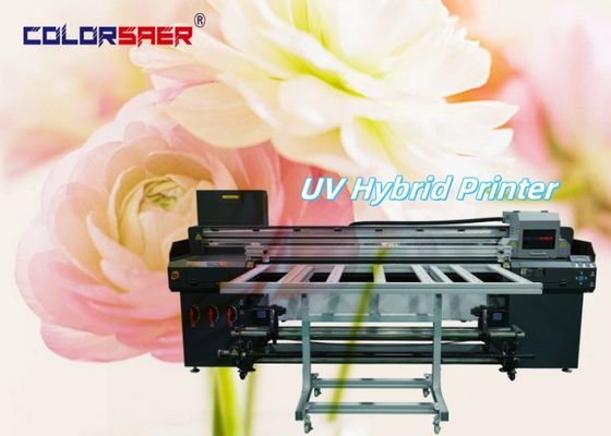 6ft เทคโนโลยีใหม่ UV Plotter Roll to Roll & Flatbed UV Hybrid Printer สี + ขาว + สี + ลาก