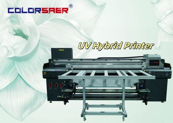 1.8m Wide 3/4 Printheads Digital UV Inkjet Hybrid Printer สําหรับการพิมพ์แบบไม่เรียบร้อย