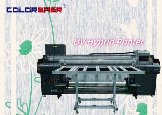 เครื่องพิมพ์ยูวีไฮบริด Flatbed และ Roll to Roll Plotter สําหรับโลหะไม้แก้วหนัง Canvas Flex Banners Vinyl