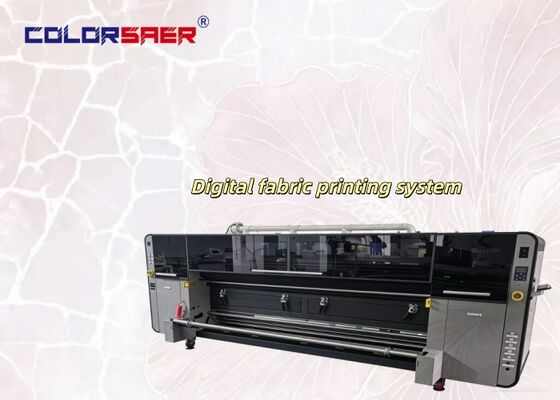SAER COLOR ระบบการพิมพ์แบบ Inkjet สําหรับผ้าปูนและพอลิเอสเตอร์ รอลล์ต่อรอลล์ เครื่องพิมพ์ผ้าที่มีหัวพิมพ์อุตสาหกรรม 4 ตัว