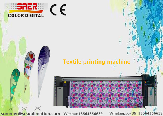 เครื่องพิมพ์สีย้อมผ้าธงดิจิตอล CMYK คู่ / ผ้าปูที่นอน 1800DPI