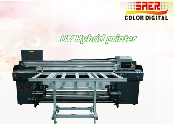 เครื่องพิมพ์ยูวีไฮบริด Flatbed And Roll สําหรับวัสดุต่าง ๆ กระดาษ Kt, PVC, ฟิล์มอ่อน, เครื่องพิมพ์ยูวีไฮบริดหนัง
