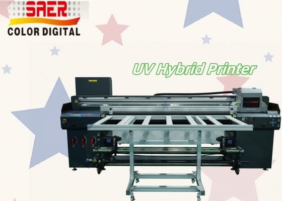 เครื่องพิมพ์ UV ขนาดใหญ่ 1.8m Hybrid UV Roll To Roll และ Flatbed ทั้งหมดในเครื่องพิมพ์เดียว
