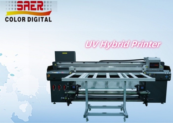 เครื่องพิมพ์ UV ขนาดใหญ่ 1.8m Hybrid UV Roll To Roll และ Flatbed ทั้งหมดในเครื่องพิมพ์เดียว