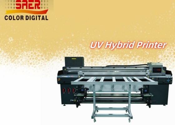 เครื่องพิมพ์ยูวีไฮบริด สําหรับวัสดุที่แตกต่างกัน PVC / ผนังอ่อน / พิมพ์หนัง กันน้ํา ทนต่อรอยขีดข่วน 1.8m เครื่องพิมพ์ยูวี