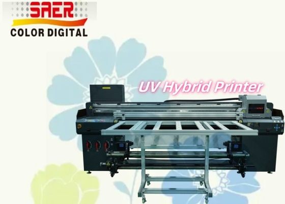เครื่องพิมพ์ยูวีไฮบริดความละเอียดสูง Flatbed And Roll To Roll เครื่องพิมพ์ยูวี