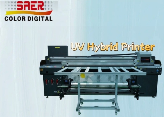เครื่องพิมพ์ Flatbed And Roll To Roll UV Hybrid ทั้งหมดในเครื่องพิมพ์หนึ่ง เครื่องพิมพ์ UV หลายสี