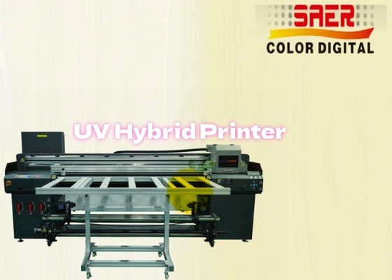 SAER Shanghai Supplier Flatbed And Roll To Roll UV Hybrid Printer CMYKW แลนช์ เครื่องพิมพ์แบบผสมผสาน