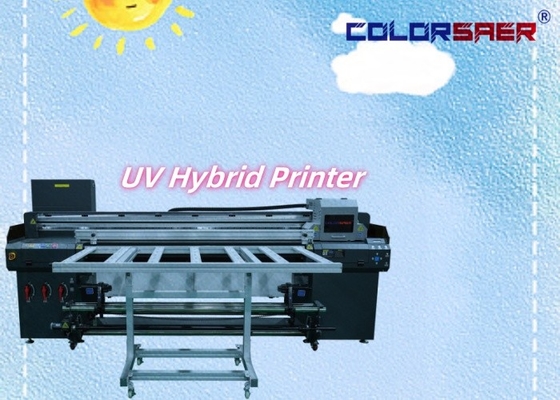 ขายร้อน เครื่องพิมพ์ยูวีไฮบริด 1.8m CMYKW ลายสี การพิมพ์ศิลปะ UV Flatbed และ Roll to Roll Printer