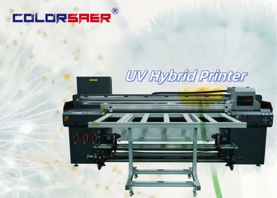 จําหน่ายโดยตรงจากโรงงาน 1.8m UV Hybrid Inkjet Printer Roll to Roll และ Flatbed สําหรับเครื่องจักรร้านค้า
