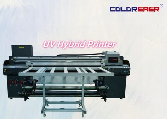 ความกว้างการพิมพ์ 180cm UV Roll to Roll & Flatbed Hybrid Printer พร้อมหัวพิมพ์ 3 ชิ้นหรือ 4 ชิ้น optinal CMYK Varnish