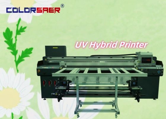 1.8m UV Hybrid Printer สําหรับการโฆษณาภายในและภายนอก CMYK + W + CMYK + Varnish
