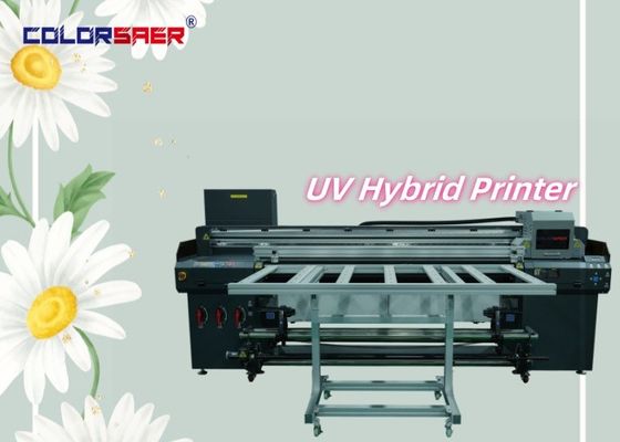 1.8m UV Hybrid Printer สําหรับการโฆษณาภายในและภายนอก CMYK + W + CMYK + Varnish