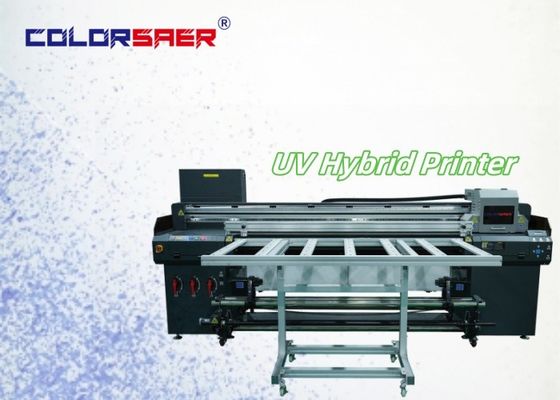 เครื่องพิมพ์ยูวีไฮบริด Flatbed และ Roll to Roll Plotter สําหรับโลหะไม้แก้วหนัง Canvas Flex Banners Vinyl
