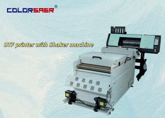 2 หรือ 4 หัวพิมพ์ ดิจิตอล SAER DTF Printer 60cm / A3 ขนาด PET Film Offset T-shirt เครื่องพิมพ์ DTF ด้วยเครื่องพิมพ์ Shaker Powder