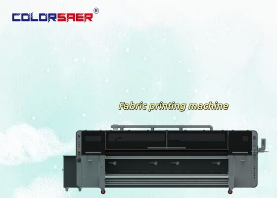 เครื่องพิมพ์ธงอิงค์เจ็ทดิจิตอลเชิงพาณิชย์ที่มีความกว้างการพิมพ์ 3200 มม. ม้วนอัตโนมัติเพื่อม้วนและสี CMYK คู่สำหรับการพิมพ์สิ่งทอ