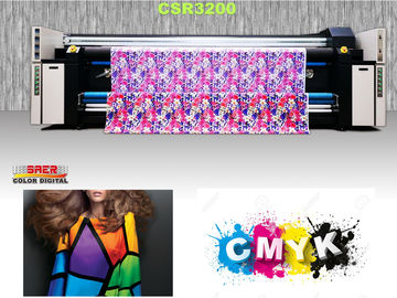 เครื่องพิมพ์ผ้า 3.2m สำหรับผ้าฝ้าย / โพลีเอสเตอร์ด้วย Epson 4720 Heads สามเครื่อง
